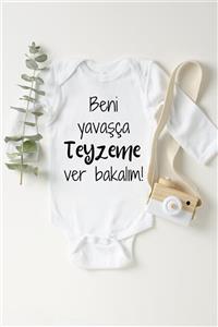 Happy Onesie Co Beni Yavaşça Teyzeme Verin Uzun Kol Çıtçıtlı Bebek Body