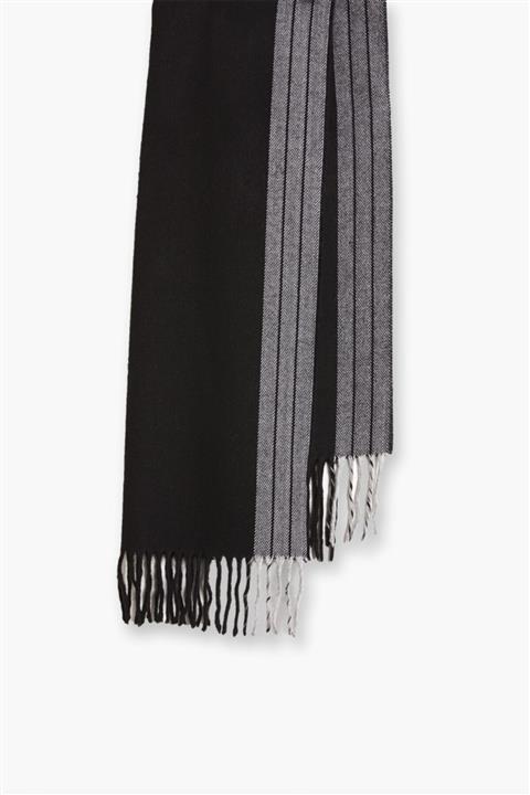 hateko Erkek Balıksırtı Desenli Siyah Atkı