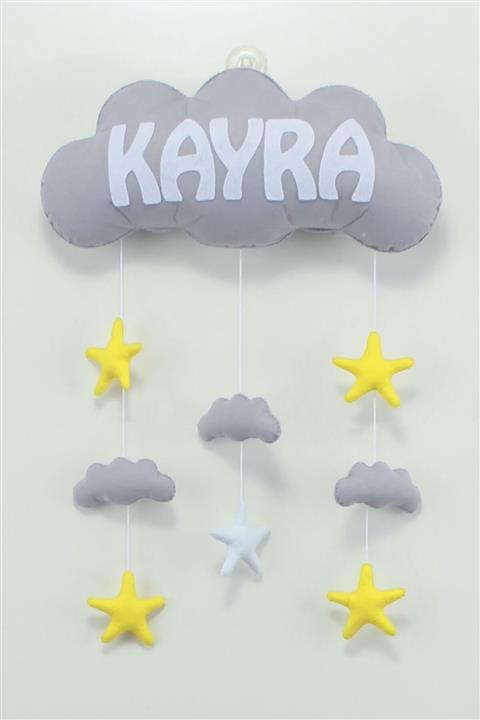 Renkli Hayallerim Kayra Isimli Bulutlu Bebek Kapı Süsü