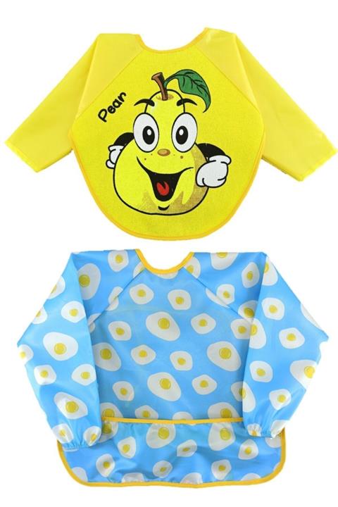 Aydınlar 6-24 Ay Kollu Mama Önlüğü Mavi Yumurta Armut