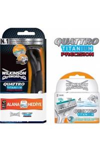 Wilkinson Sword Quattro Titanium Pilli Makine + 2 Li Yedek Bıçağı