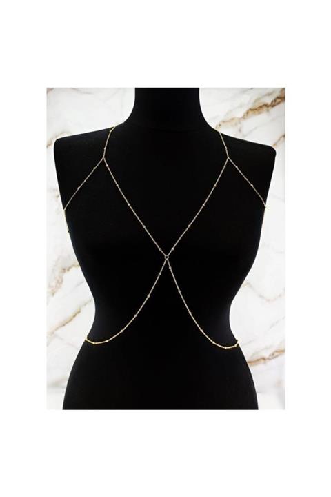 Bijustore Altın Kaplama Top Zincir Kadın Vücut Zinciri