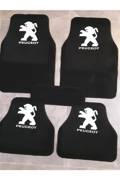 Universal Peugeot 301 Logolu Siyah Çift Katlı Halı Paspas Seti