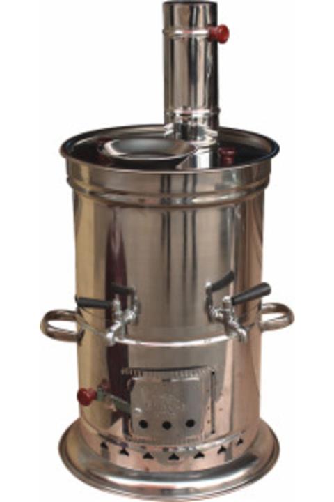 Essen Ticaret 10lt Çift Musluklu Krom Odun Kömürlü Semaver