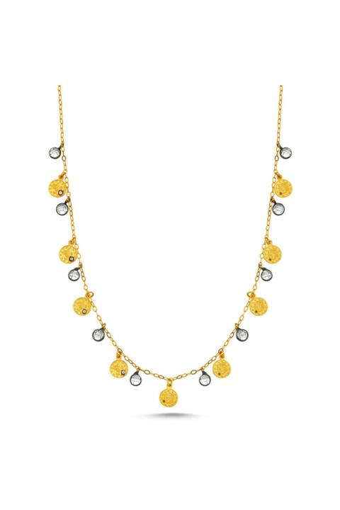 Sembol Gold Kadın Altın Kolye Reşatlı Pullu 50 cm 14k Gold Elmas Montür
