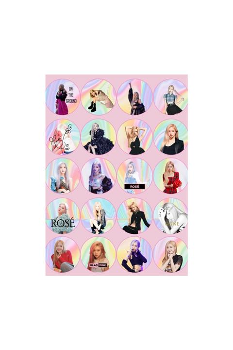 Güneş Kırtasiye Blackpink Rose Sticker Sayfa A4-50mm 20 Yuvarlak Sticker