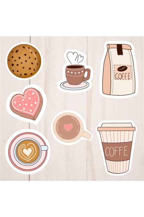 Alaçatı Art Boutiqe Kahve Temalı Planlayıcı Sticker Seti 7 Adet(5x4cm)