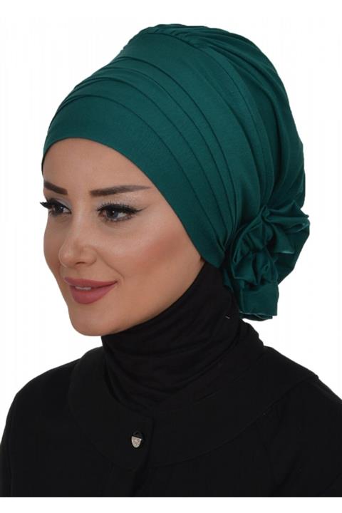 Biriz Moda Çapraz Penye Bone Koyu Yeşil