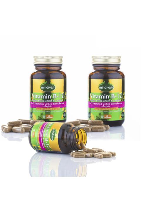 Mindivan Vitamin B12 - Ginkgo Bloba Ekstresi - L Arginin X 3 Adet