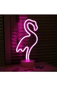 1001Hediye Neon Led Işıklı Dekoratif Flamingo Temalı Gece ve Masa Lambası