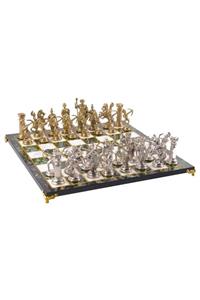 CİMCİME OYUNCAK Co-rmoka5 Lüks Metal Döküm Gold Satranç Takımı Roma Okçuları & Özel Ayaklı Yeşil Mermer Desenli Taht
