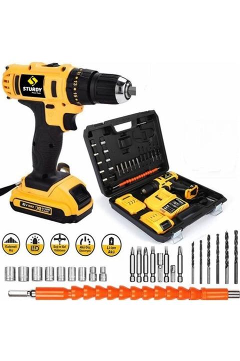 Sturdy Power Tools Sturdy 32 V 5 Ah Li-ıon Çift Akülü Çantalı Darbeli 27 Parça Setli