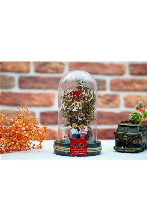 Mefu Home Yıl Dönüme Elele Sevgililer Hediyelik Ters Fanus Teraryum