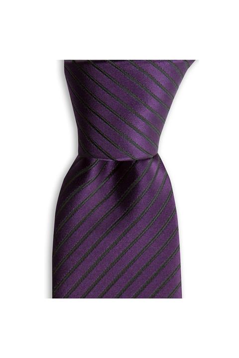 1001 Kravat Çizgili Mürdüm Rengi 8 cm Genişliğinde Kravat