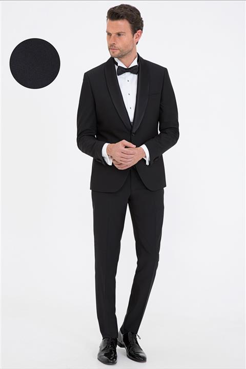 Pierre Cardin Erkek Siyah Ekstra Slim Fit Yelekli Smokin