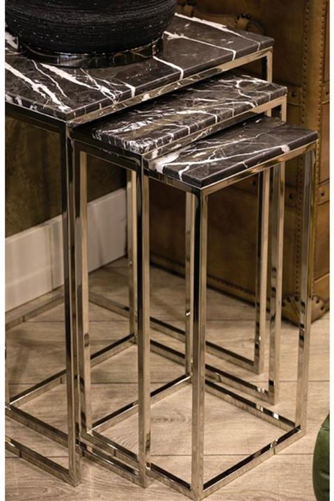 VESTA Kare Mermer 3'lü Zigon Sehpa