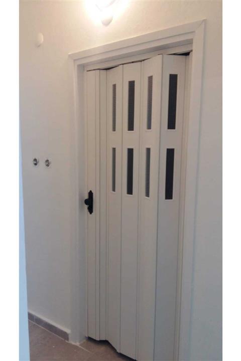 FARAN DEKORASYON Beyaz 2 Sıra Camlı Akordiyon Kapı 113x200