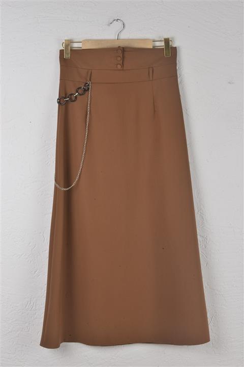 TRENDPARK Kadın Bel Düğme Modelli Kumaş Etek