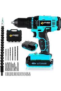 Sturdy Power Tools 48v 5ah Lıon F-22seri Çift Akülü Vidalama Metal Şanzuman Darbeli 27 Parça Uç Setli