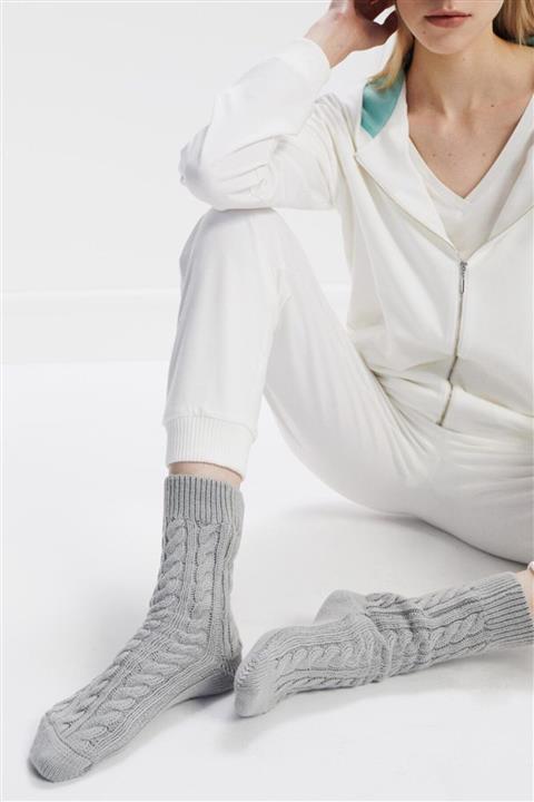 Perspective Joie Yün Karışımlı Örgü Gri Çorap
