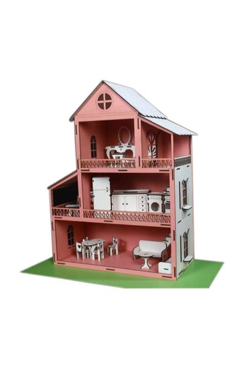 Koza Sanat Ahşap Oyun Evi 18 Parça Mobilyalı