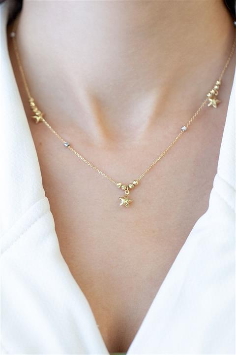 Cenova Kuyumculuk Kadın 14 Ayar Altın Yıldızlı Kolye