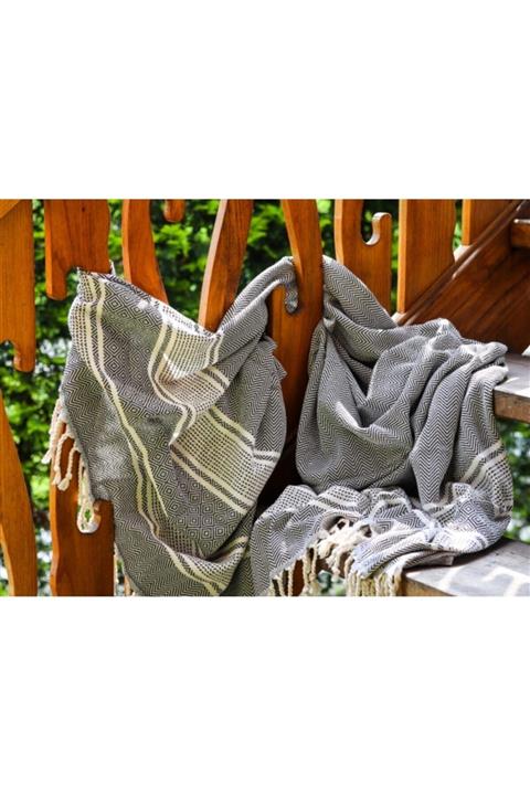 Miel Textile Bitez Siyah Elmas Desen Peşamal