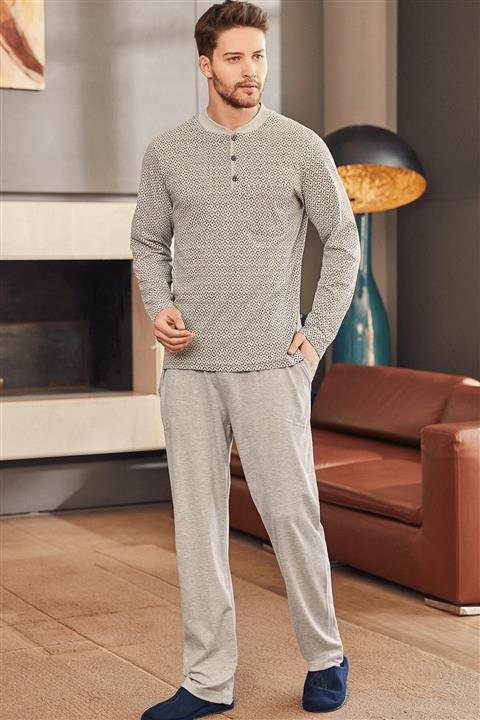 By Mecit Pijama Erkek Gri Büyük Beden Erkek Pijama Takımı