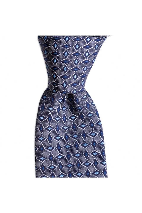 1001 Kravat Gri Desenli 7,5 Cm Genişliğinde Ipek Kravat