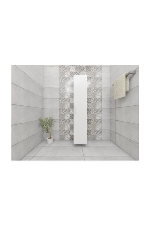 enpratik 5 Raflı Kapaklı Banyo Boy Dolabı-beyaz