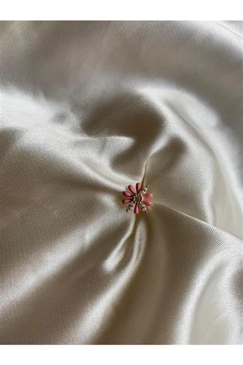 bvjewel 925 Ayar Gümüş Pembe Lotus Çiçeği Piercing