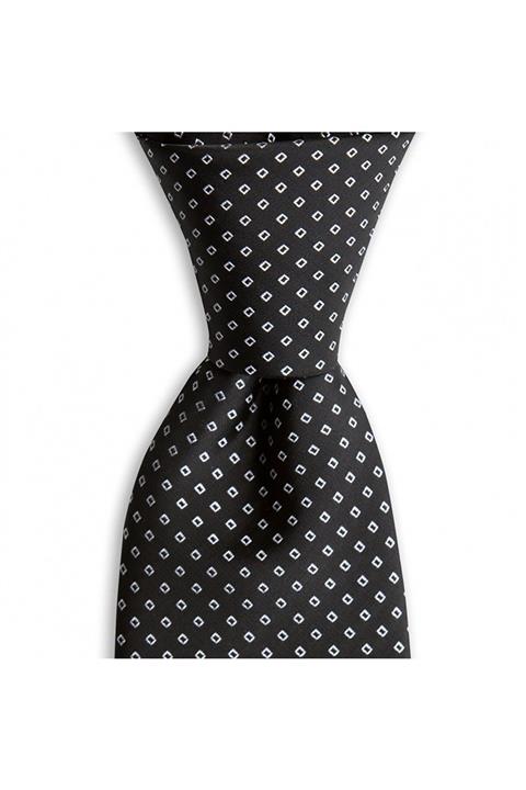 1001 Kravat Siyah Desenli 8 cm Genişliğinde Kravat