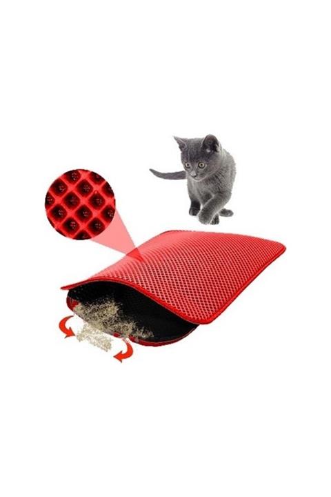 Flip Elekli Kedi Tuvaleti Paspası Kırmızı