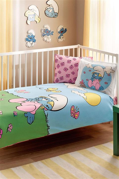 Taç Bebek Nevresim Takımı - Şirinler Pink Baby