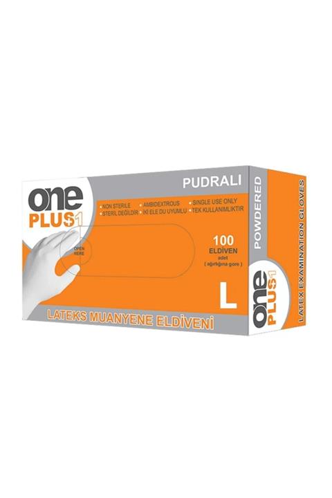 Oneplus Lateks Pudralı Muayene Eldiveni Large 20 X 100 Adet Koli