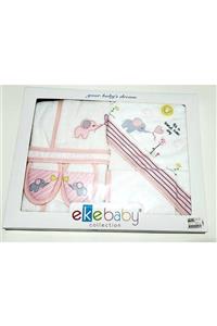 Ekebaby Kız Bebek Fil Desenli Havlu Bornoz Set