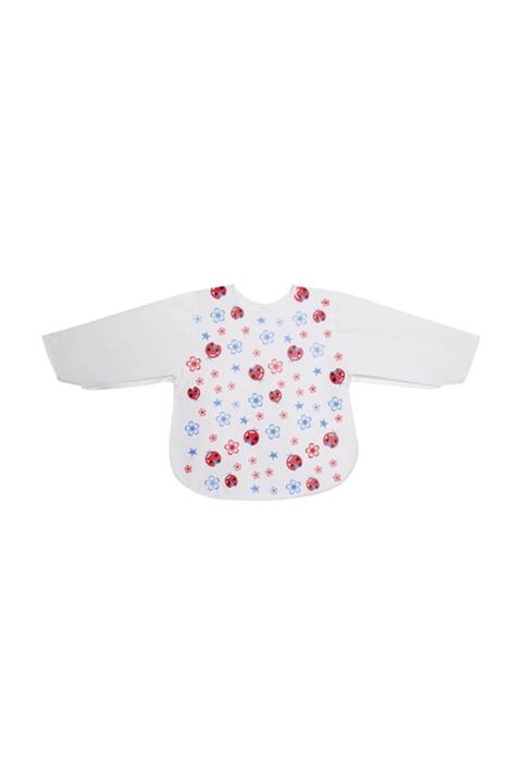 Sevi Bebe Peva Kollu Muşamba Mama Önlük Beyaz