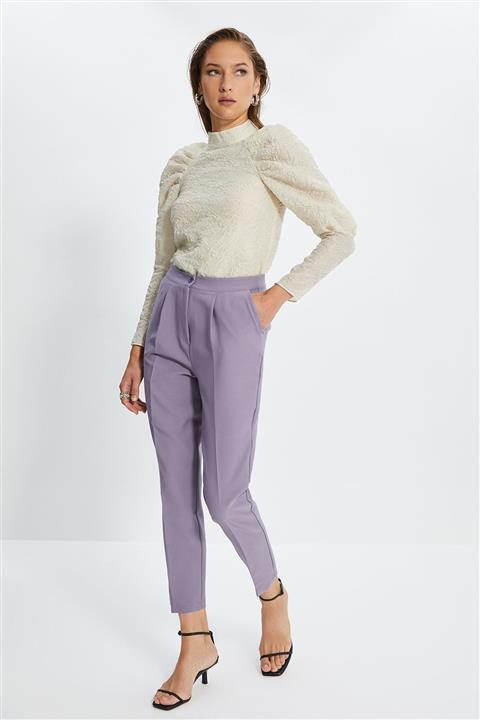 TRENDYOLMİLLA Mavi Pileli Havuç Pantolon TWOAW21PL0143