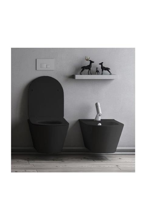 LUCCO Avva 53 Cm Rim Art Kanalsız Asma Klozet Siyah