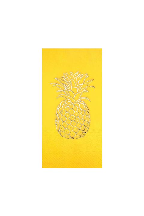 Story 33 X 33 Cm 1 Katlı Altın Varak Ananas Desenli 16'lı Garson Katlama Sarı Renkli Kağıt Peçete
