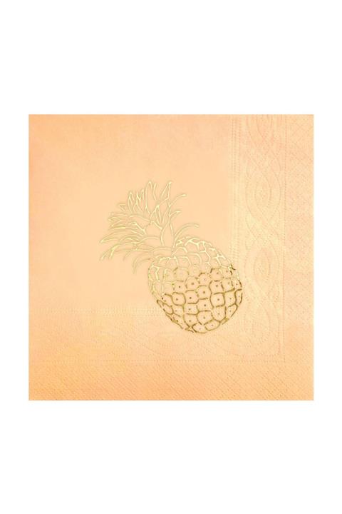 Story Altın Varak Ananas Desenli 16'lı Bej Renkli Kağıt Peçete 33 X 33 Cm