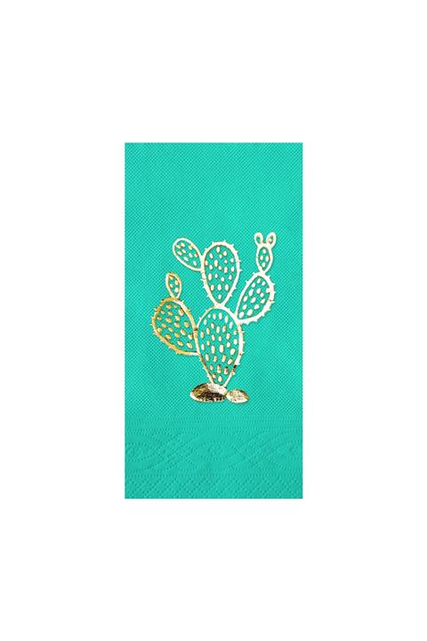 Story 33 X 33 Cm Altın Varak Kaktüs Desenli 16'lı Turkuaz Renkli Kağıt Peçete