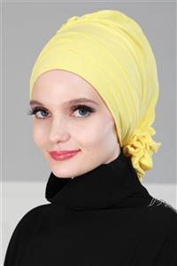 Biriz Moda Çapraz Penye Bone Sarı