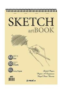 FOLİX ART Folix Eskiz Defteri 90 gr A4 50 Yaprak Spiralli Ivory Sketchbook Eskiz Defteri Sketch Book
