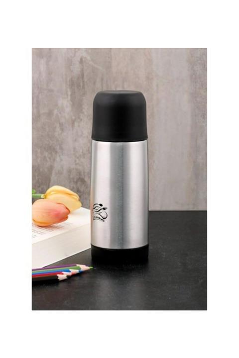 Cooker 300 Ml Çelik Termos Bebek Termosu Süt Termosu Su Termosu Paslanmaz Çelik Termos Mama Termosu Siyah