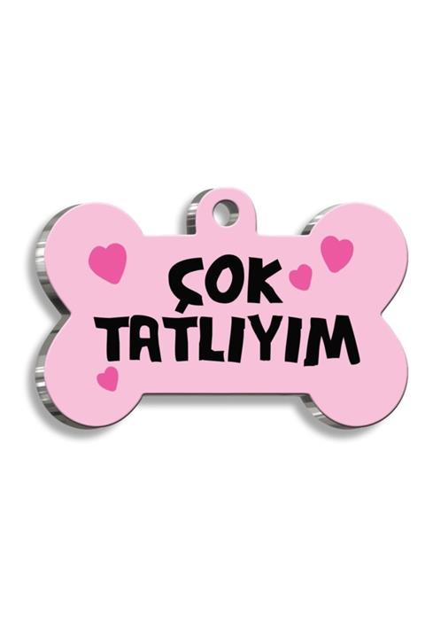altın pati Çok Tatlıyım Kemik Şekilli Kedi Köpek Künyesi