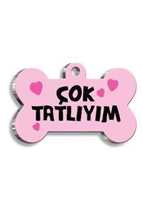 altın pati Çok Tatlıyım Kemik Şekilli Kedi Köpek Künyesi