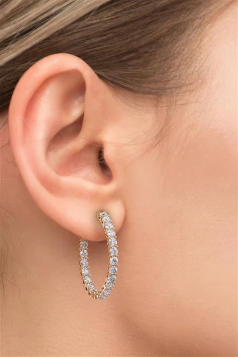 Crystal Diamond Zirconia 20 Mm Laboratuvar Pırlantası Rose 16 Karat Halka Küpe