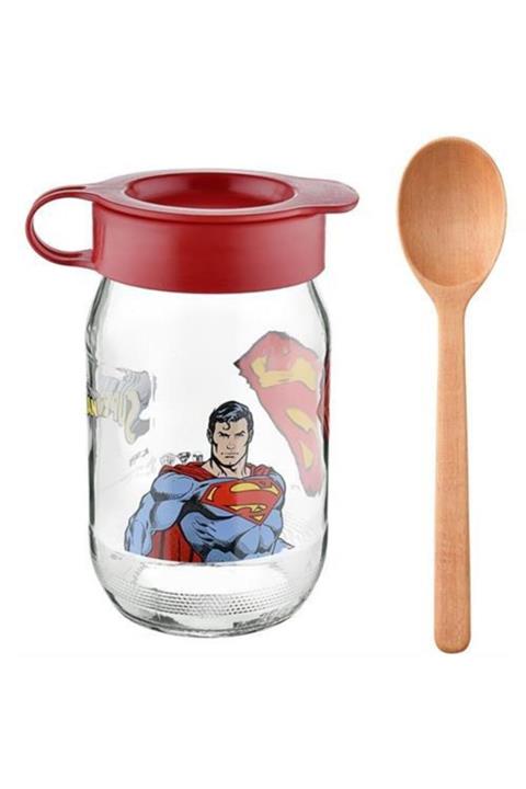 Transformacion Transformacıon Superman Cam Yiyecek Kavanozu Ahşap Kaşık Hediyeli
