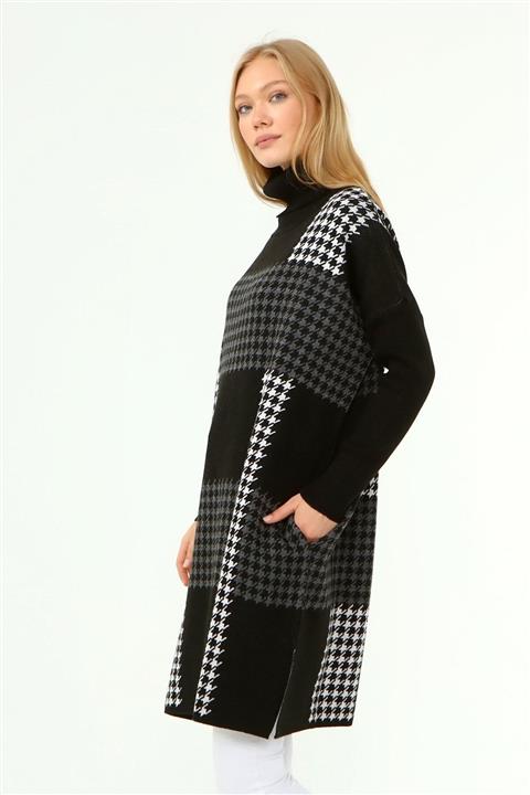 FTZ WOMEN Ekose Detay Tunik Siyah